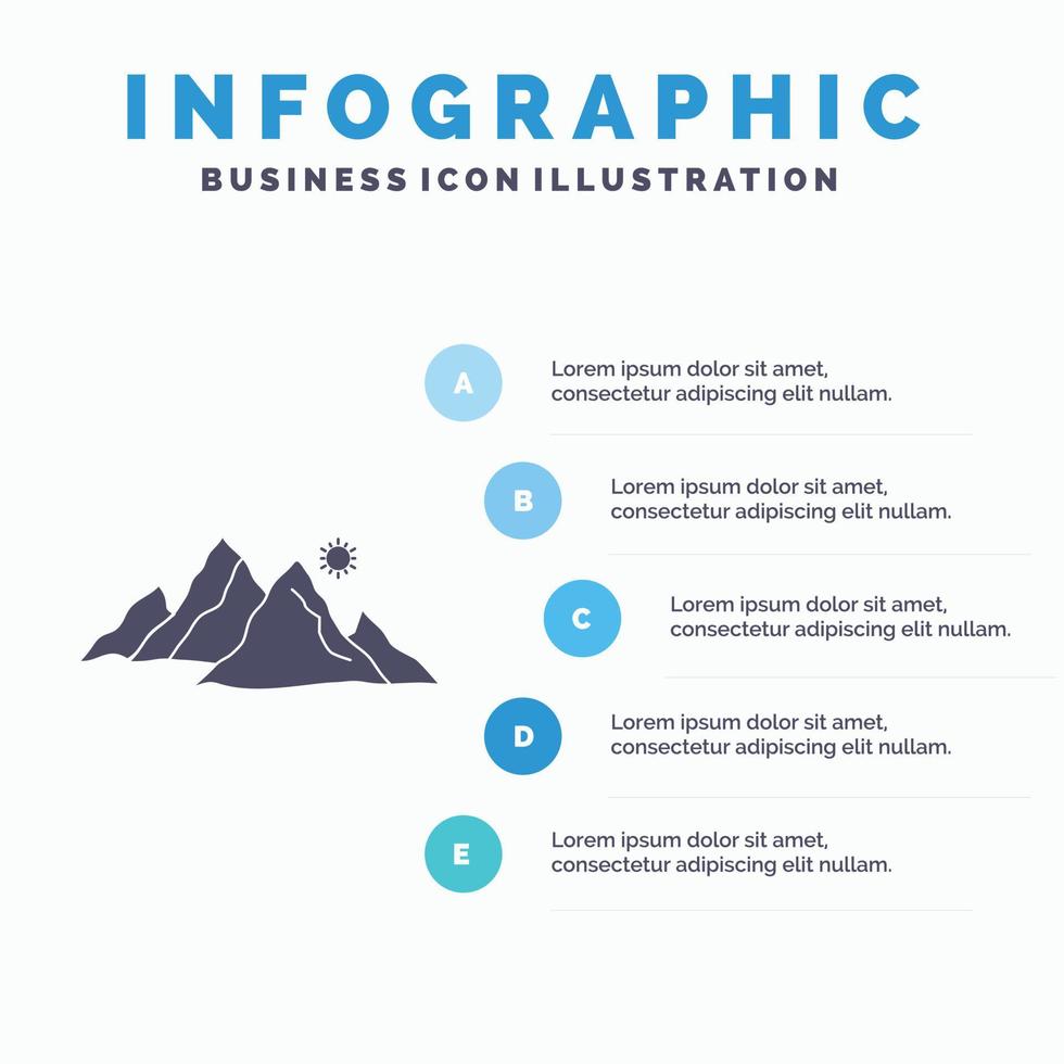 mountain. landscape. hill. nature. sun Infographics Template for Website and Presentation. GLyph Gray icon with Blue infographic style vector illustration.