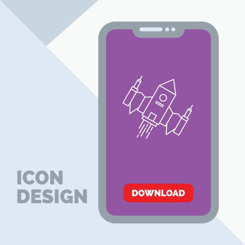 spacecraft. spaceship. ship. space. alien Line Icon in Mobile for Download Page vector