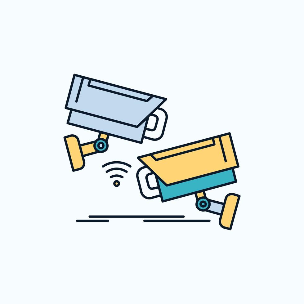 CCTV. Camera. Security. Surveillance. Technology Flat Icon. green and Yellow sign and symbols for website and Mobile appliation. vector illustration