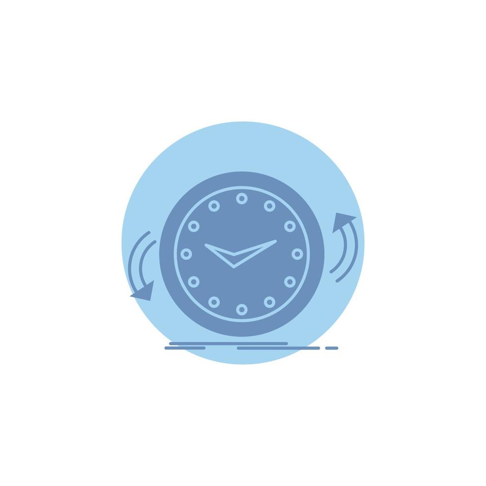 respaldo. reloj. agujas del reloj. encimera. icono de glifo de tiempo. vector