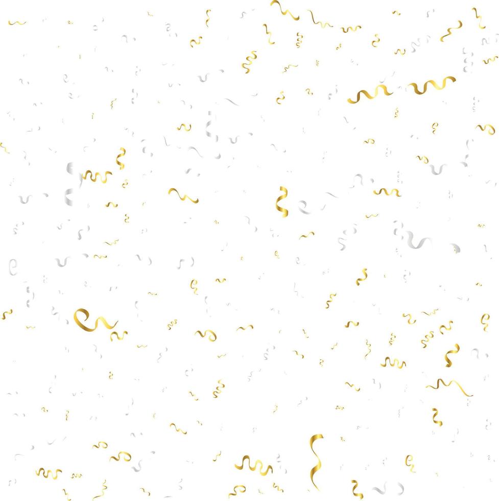 Golden Confetti And Streamer Ribbon Falling On Transparent Background. Vector