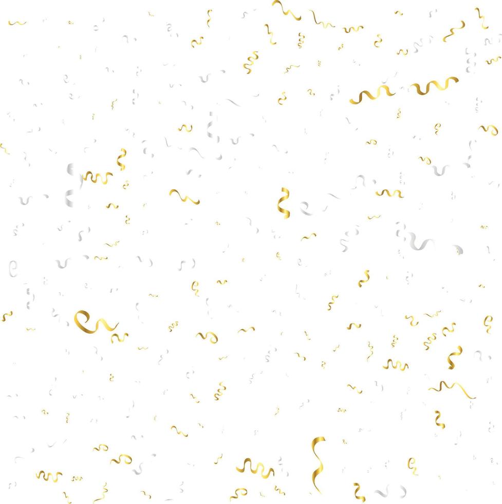 confeti dorado y cinta serpentina cayendo sobre fondo transparente. vector