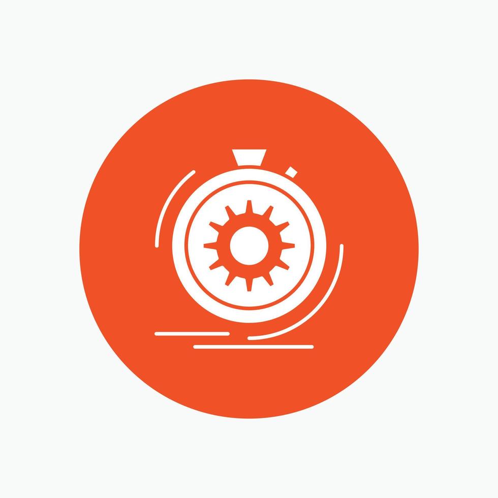 Action. fast. performance. process. speed White Glyph Icon in Circle. Vector Button illustration