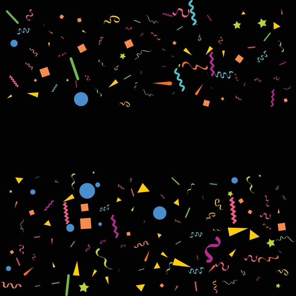 confetti concept design template holiday Happy Day. Black Background Celebration Vector illustration.