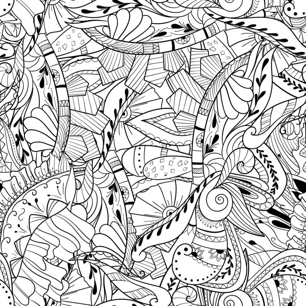 Seamless pattern with abstract flowers and leaves vector