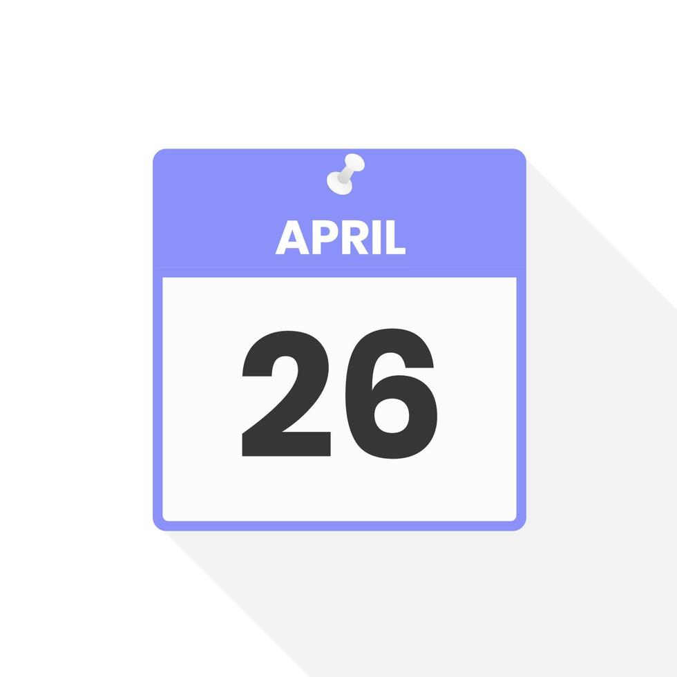 April 26 calendar icon. Date,  Month calendar icon vector illustration