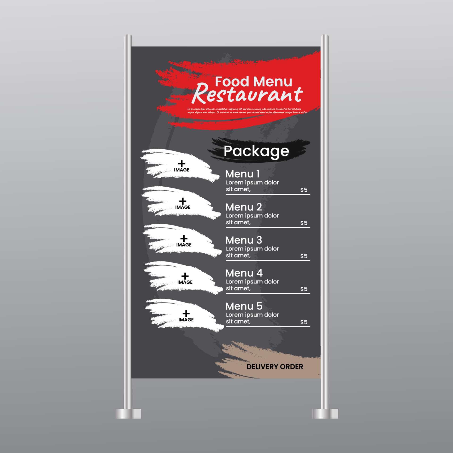 stand banner outdoor restaurant. background template menu restaurant