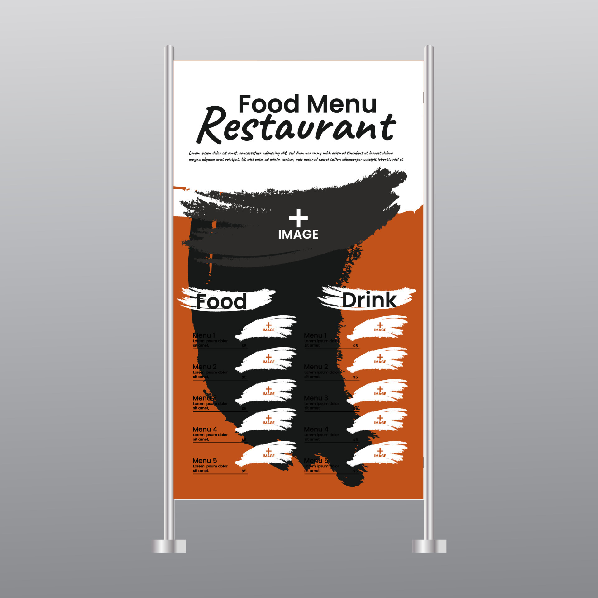 stand banner outdoor restaurant. background template menu restaurant