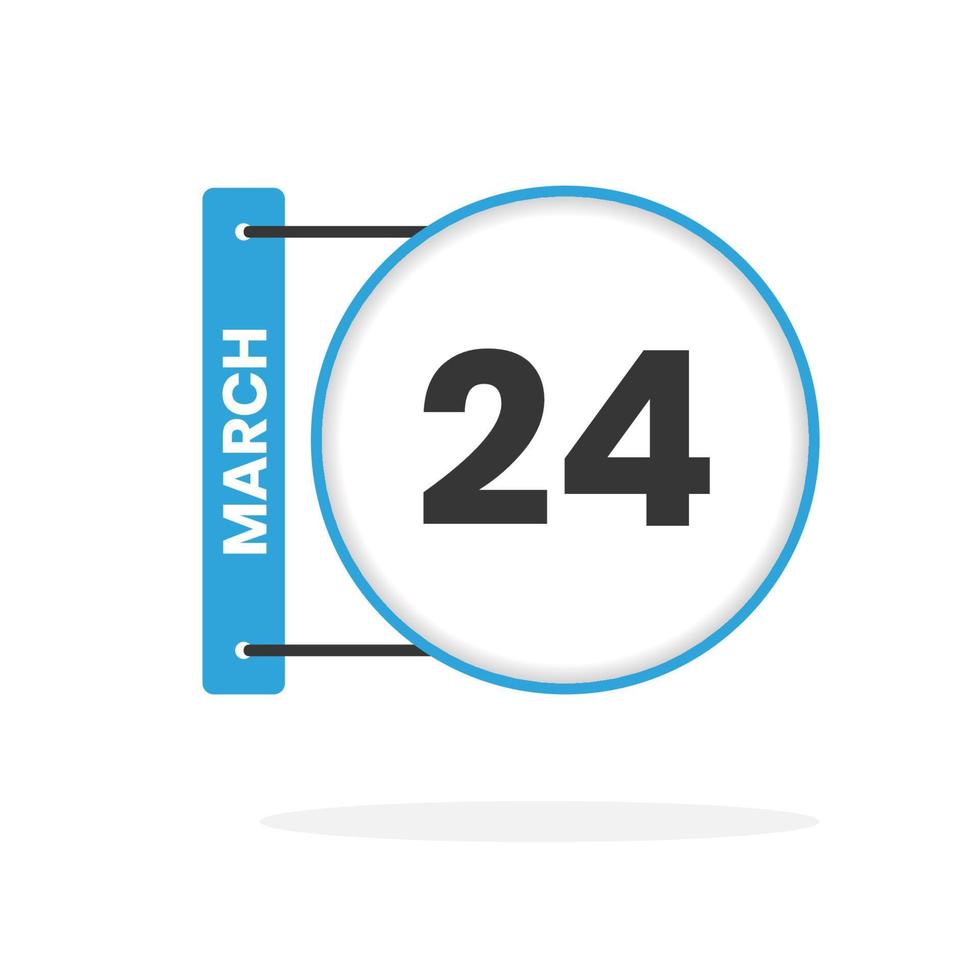 March 24 calendar icon. Date,  Month calendar icon vector illustration