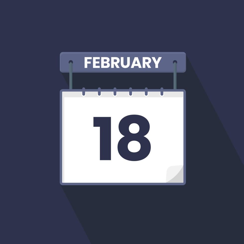 18th February calendar icon. February 18 calendar Date Month icon vector illustrator