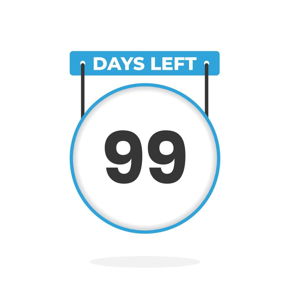 99 Days Left Countdown for sales promotion. 99 days left to go Promotional sales banner vector