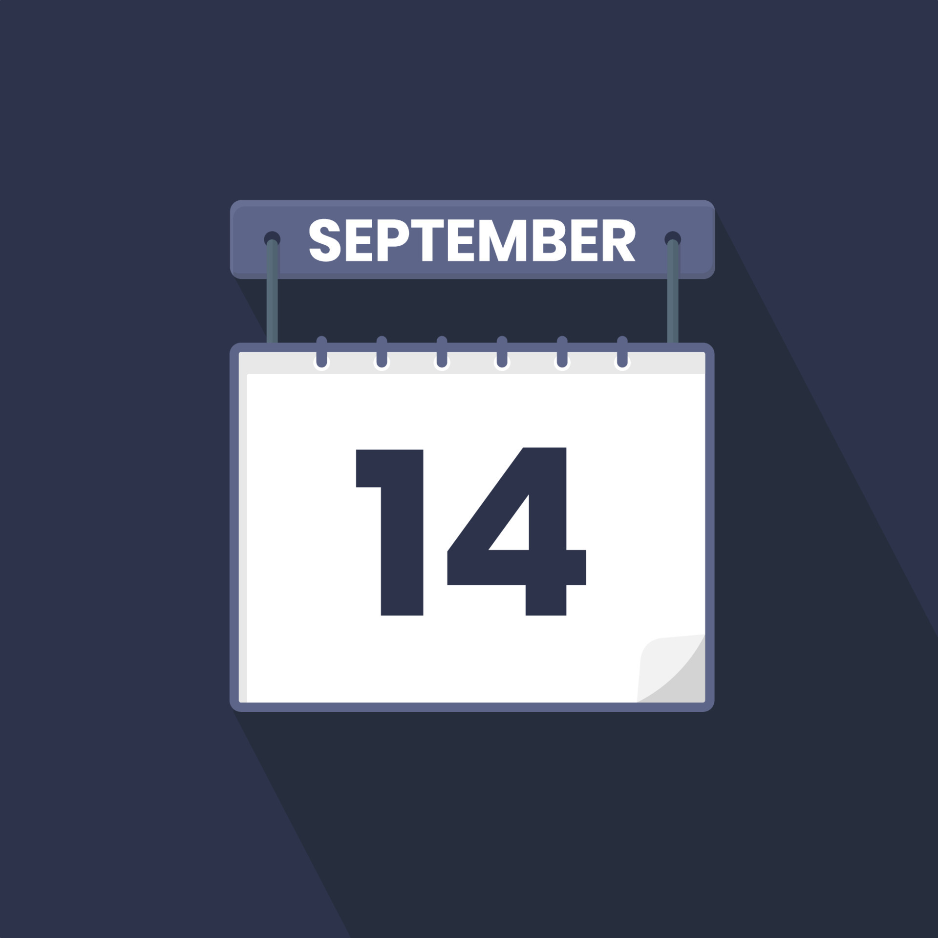 14th September calendar icon. September 14 calendar Date Month icon