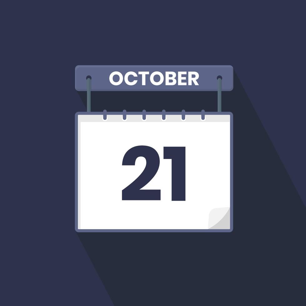 Icono del calendario del 21 de octubre. 21 de octubre calendario fecha mes icono vector ilustrador