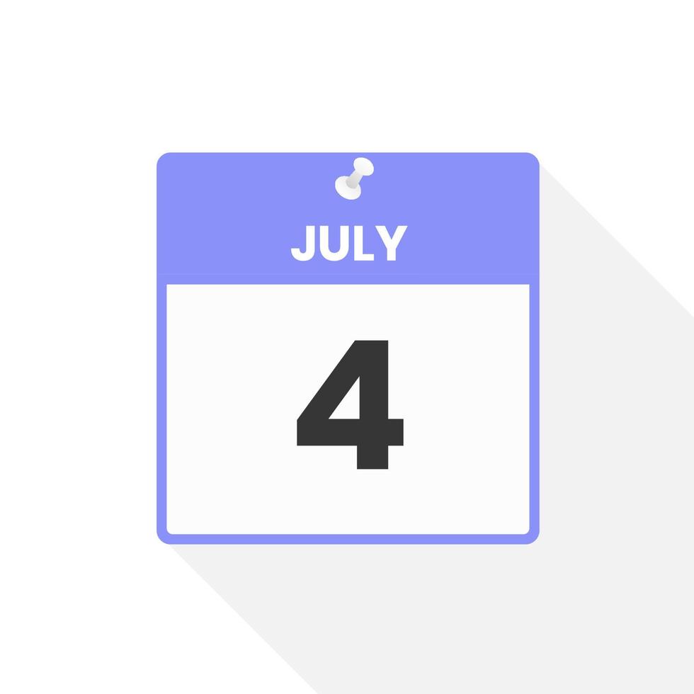 July 4 calendar icon. Date,  Month calendar icon vector illustration