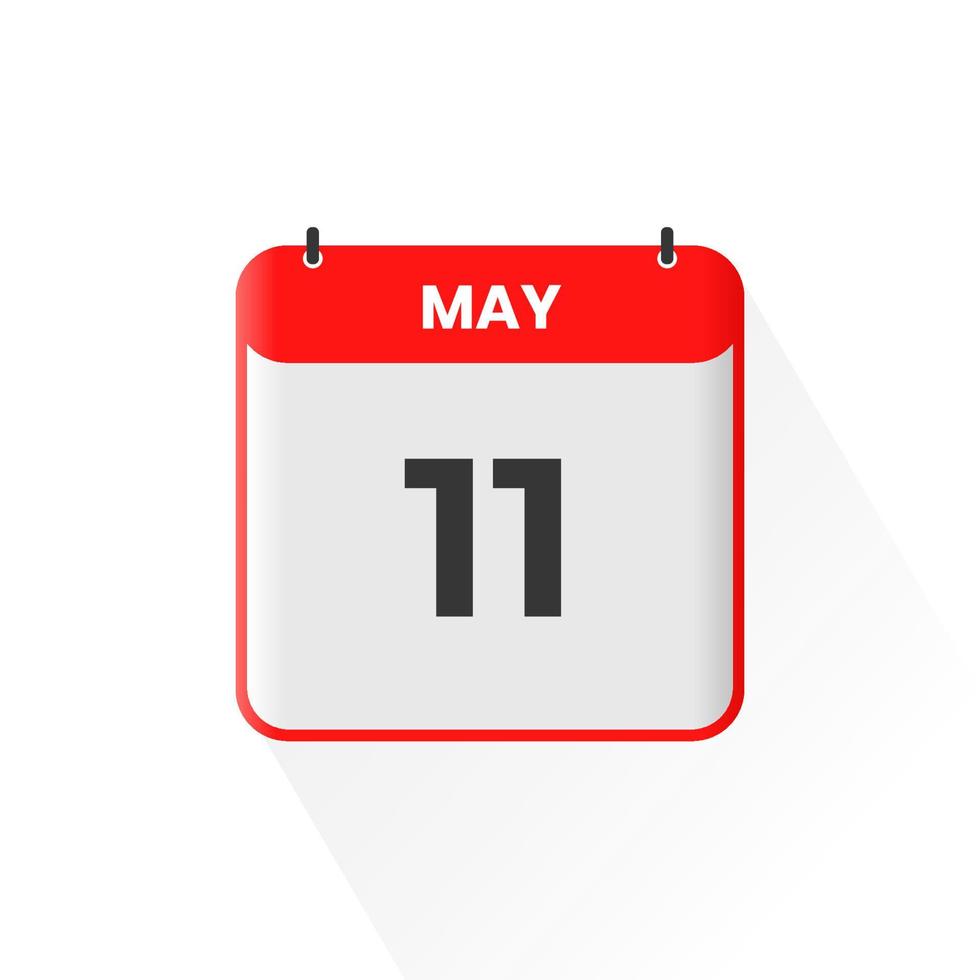 11th May calendar icon. May 11 calendar Date Month icon vector illustrator