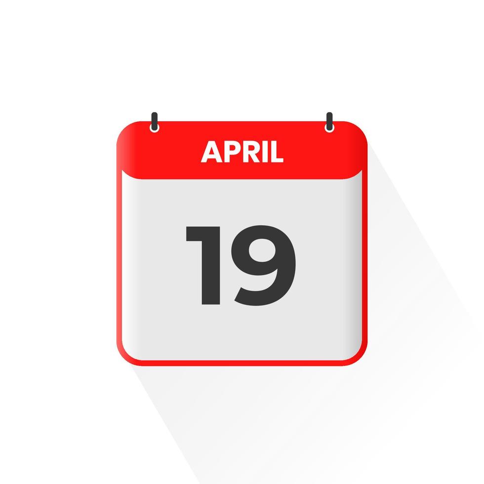19th April calendar icon April 19 calendar Date Month icon vector 19th April calendar icon April 19 calendar Date Month icon vector