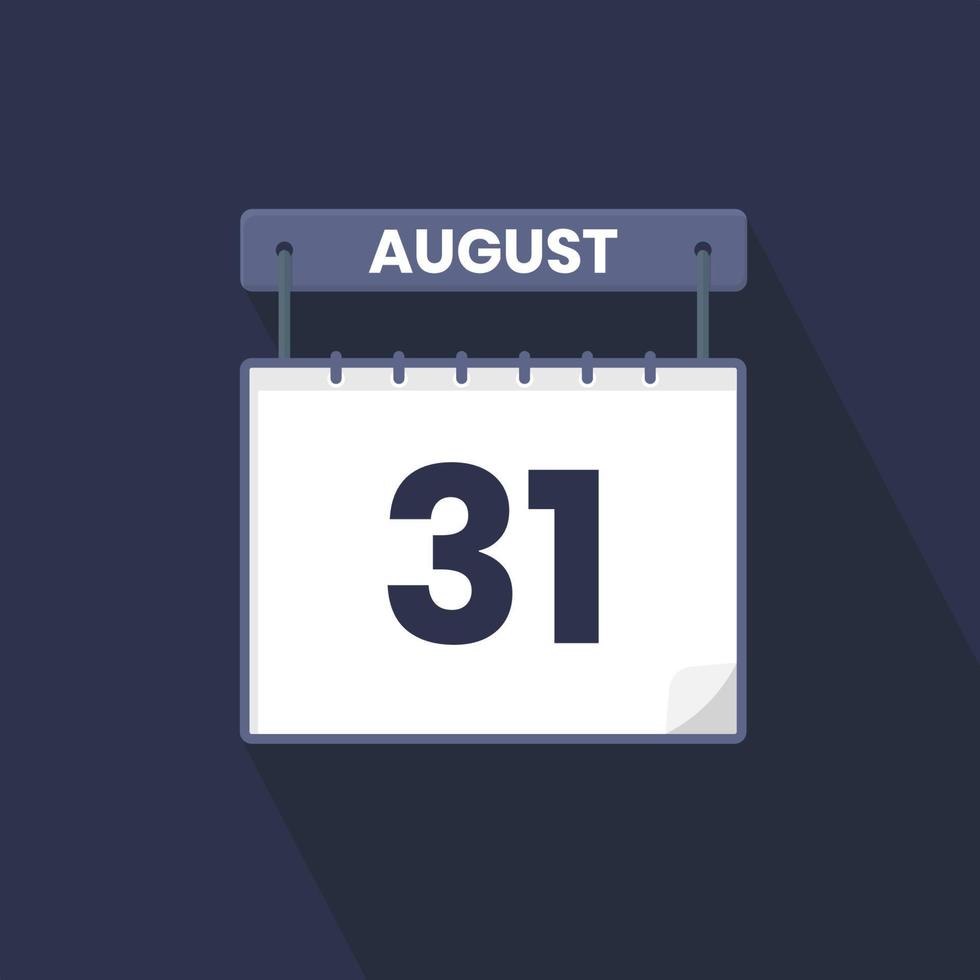 31st August calendar icon. August 31 calendar Date Month icon vector illustrator