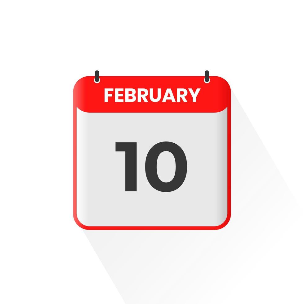 10th February calendar icon. February 10 calendar Date Month icon vector illustrator