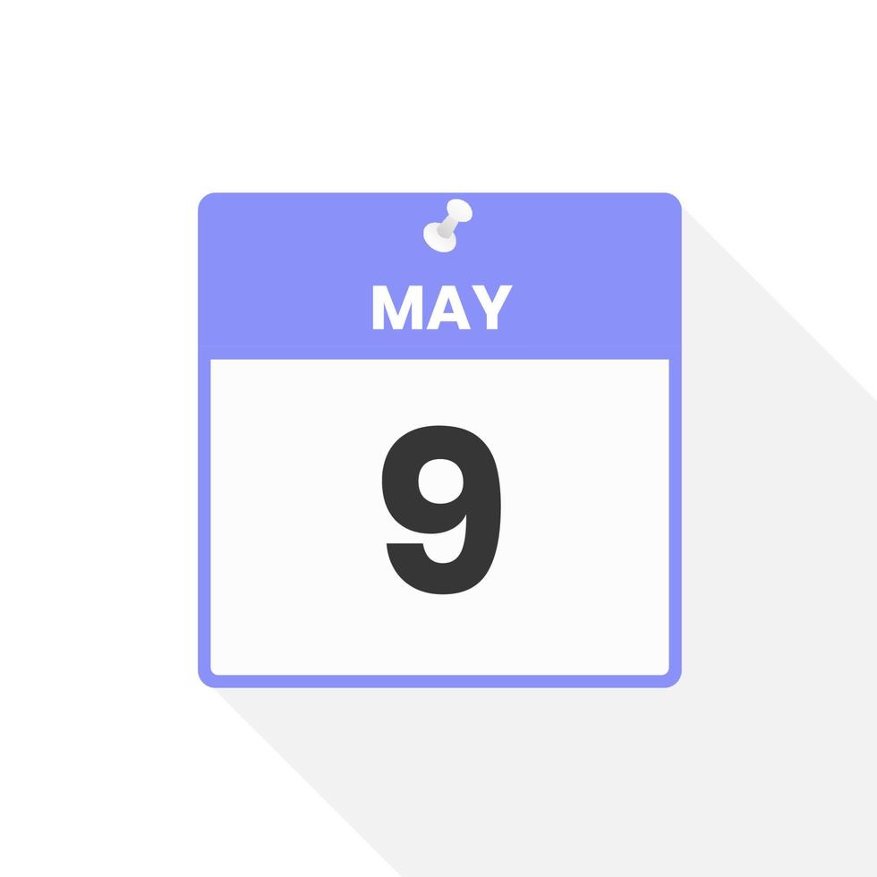 May 9 calendar icon. Date,  Month calendar icon vector illustration