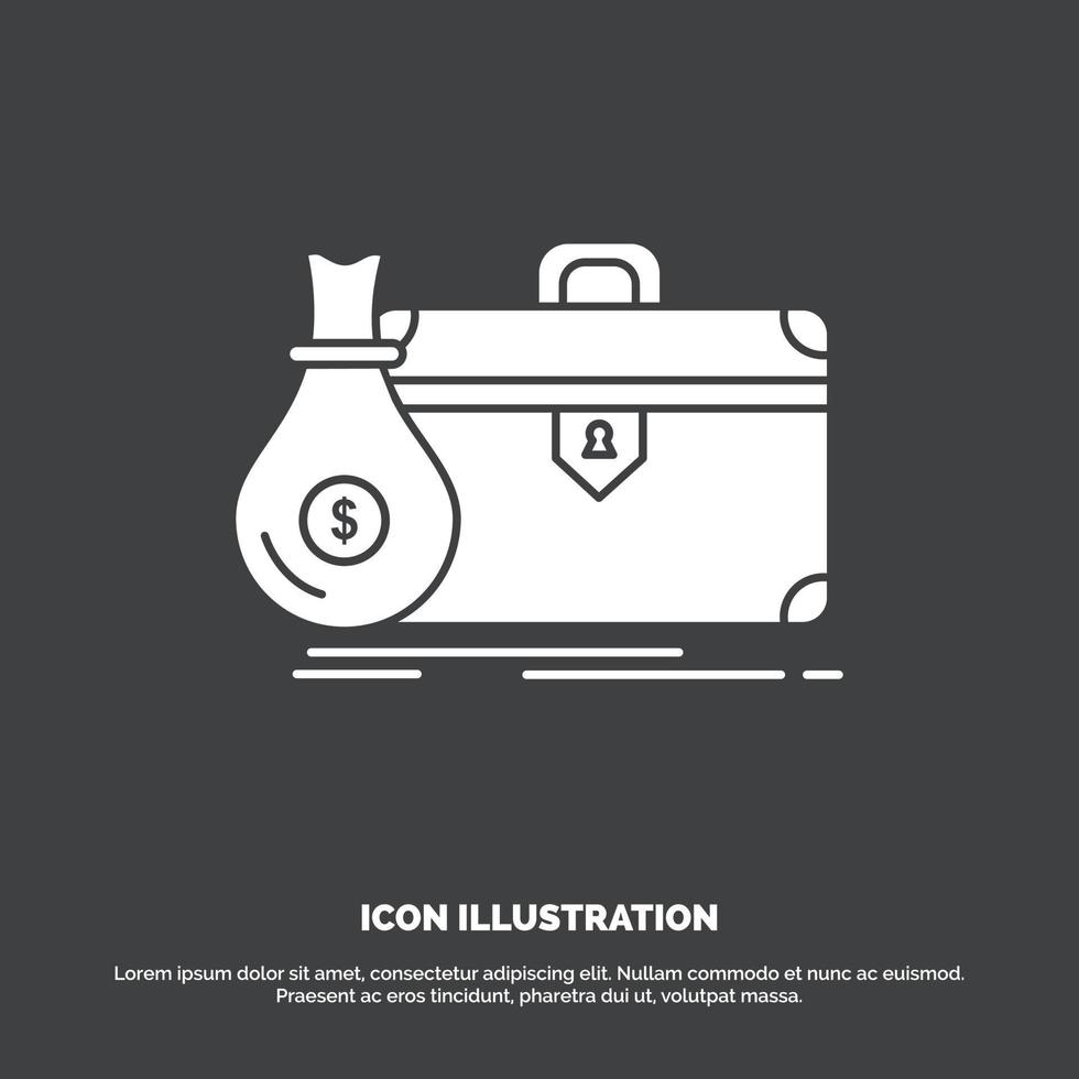 briefcase. business. case. open. portfolio Icon. glyph vector symbol for UI and UX. website or mobile application