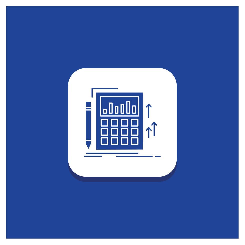 Blue Round Button for Accounting. audit. banking. calculation. calculator Glyph icon vector