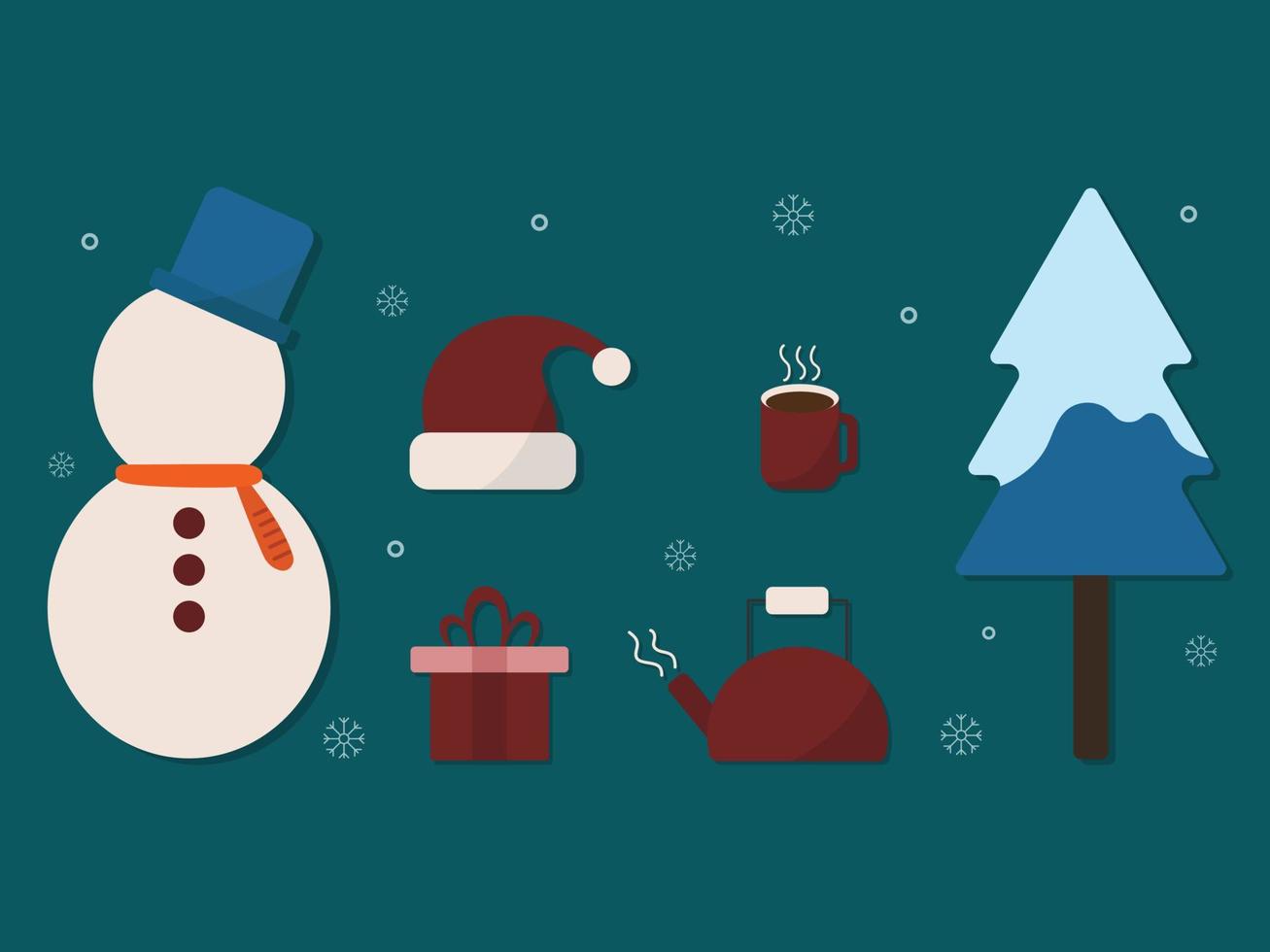 Christmas and Winter elements set collection illustration. vector