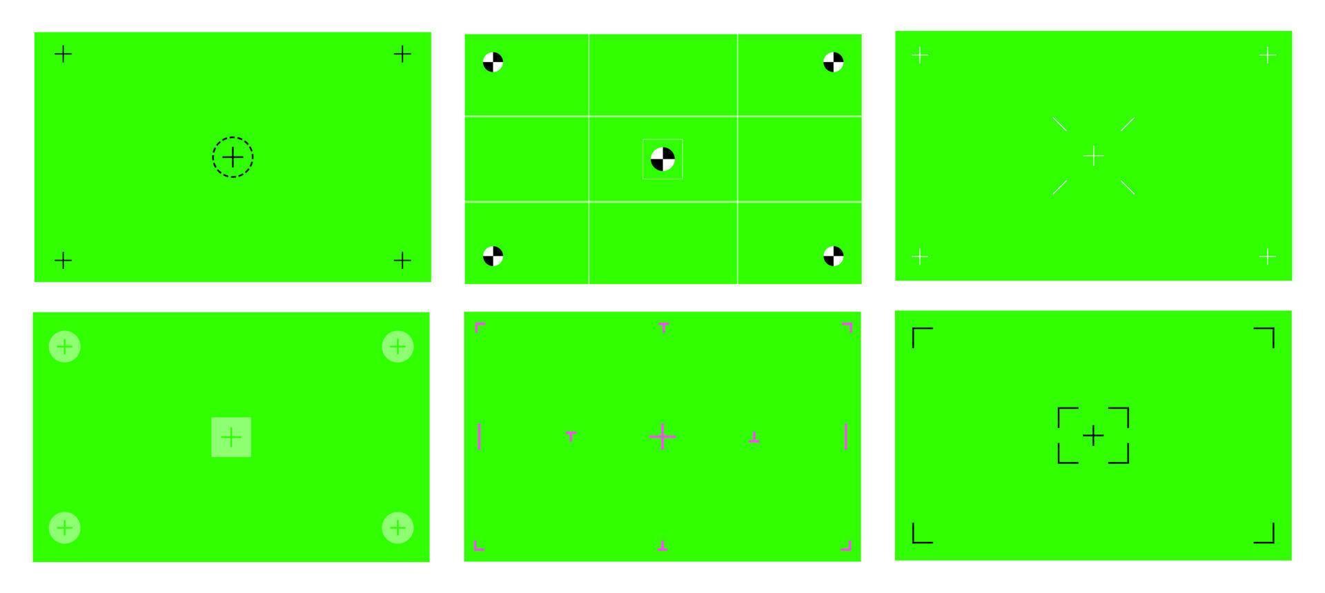 Green colored chroma key background screen flat style design vector illustration set.