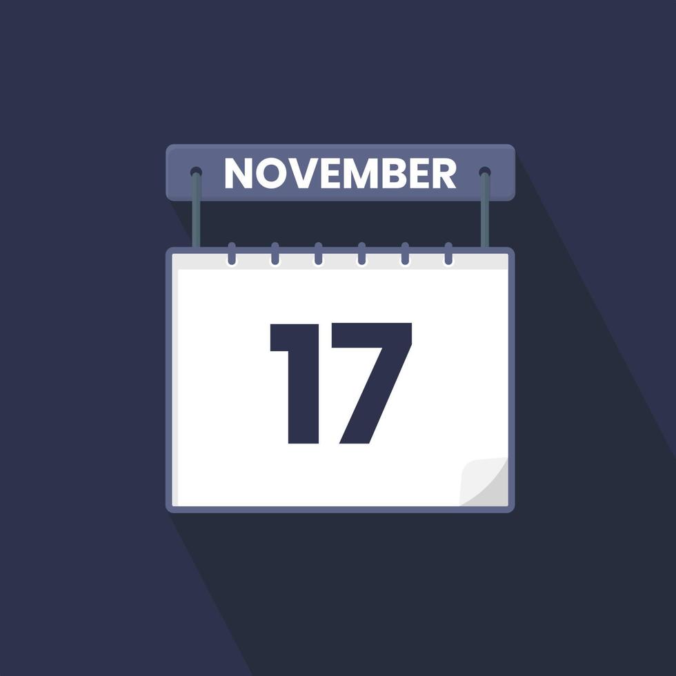 Icono del calendario del 17 de noviembre. 17 de noviembre calendario fecha mes icono vector ilustrador