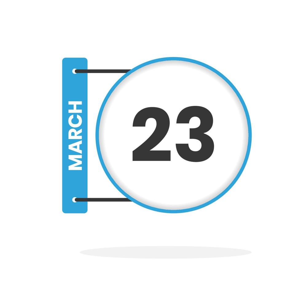 March 23 calendar icon. Date,  Month calendar icon vector illustration