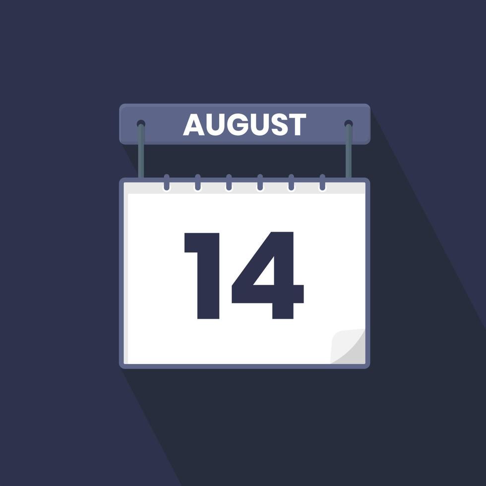 Icono del calendario del 14 de agosto. 14 de agosto calendario fecha mes icono vector ilustrador