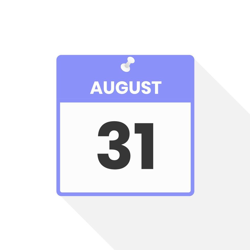 August 31 calendar icon. Date,  Month calendar icon vector illustration