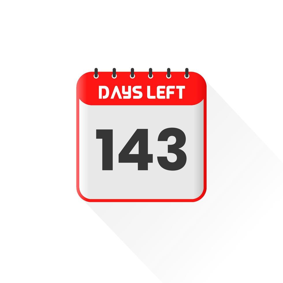 Countdown icon 143 Days Left for sales promotion. Promotional sales banner 143 days left to go vector