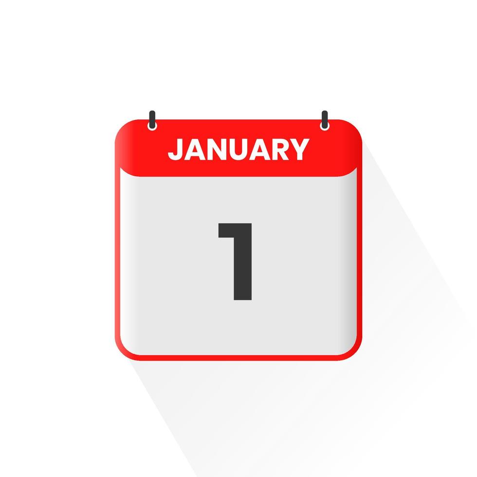 1st January calendar icon. January 1 calendar Date Month icon vector illustrator
