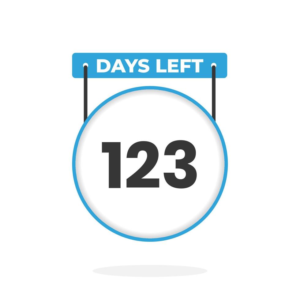 Faltan 123 días de cuenta regresiva para la promoción de ventas. Quedan 123 días para el banner de ventas promocionales. vector