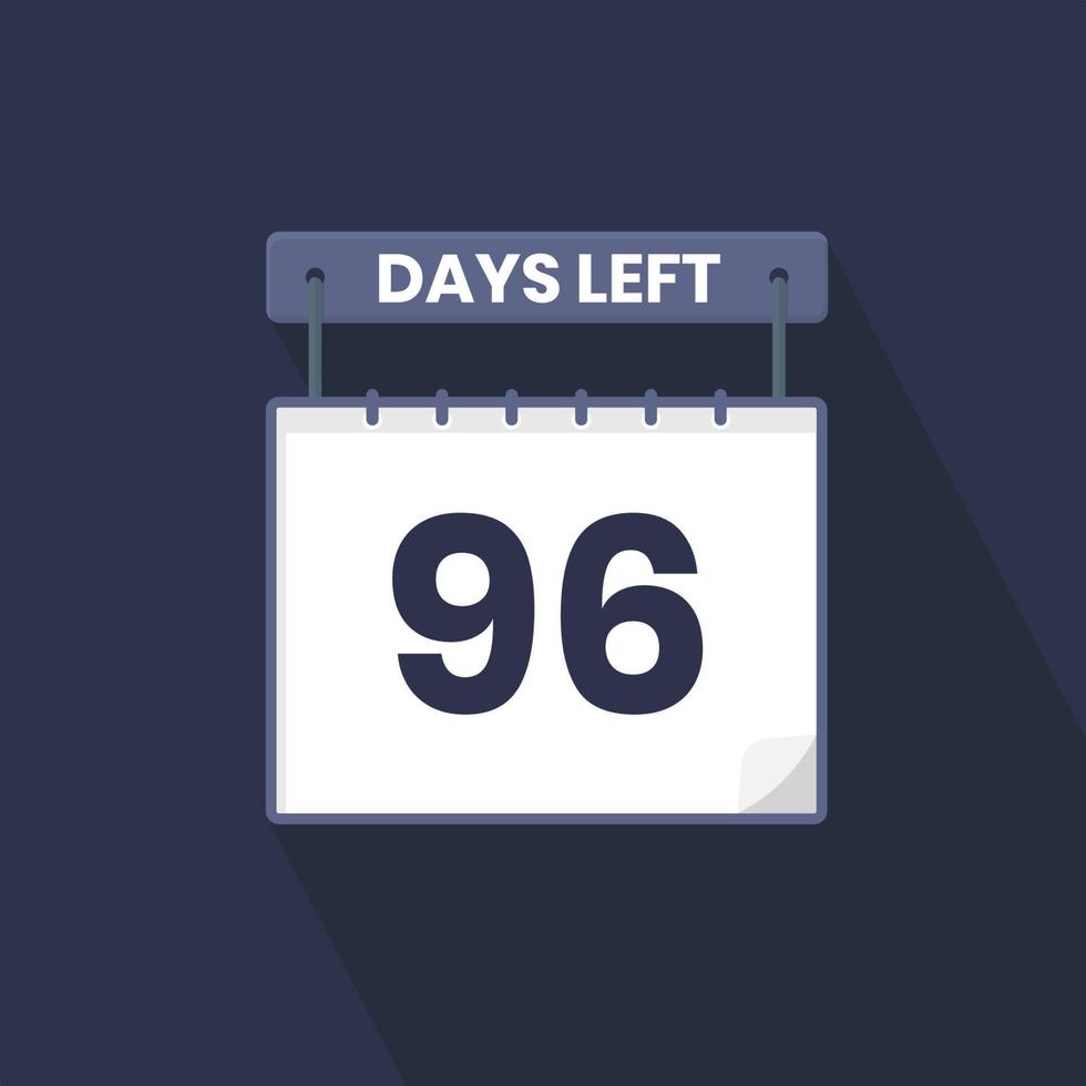 96 Days Left Countdown for sales promotion. 96 days left to go Promotional sales banner vector