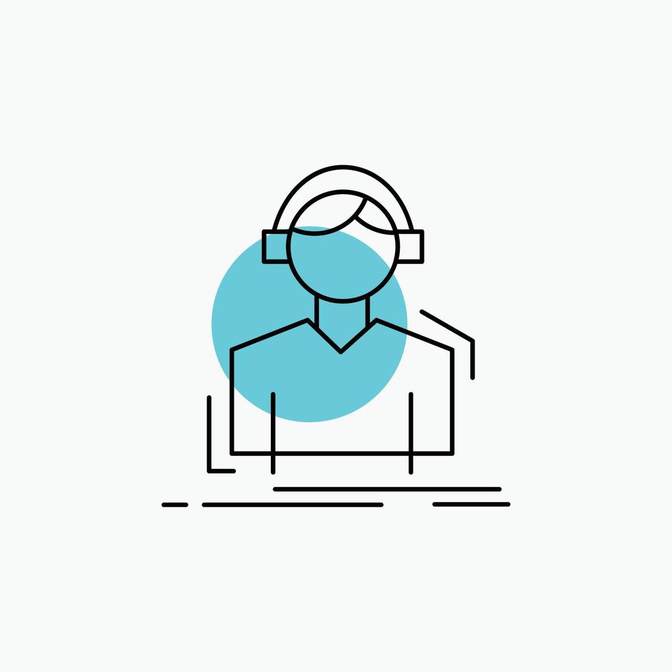 Engineer. headphones. listen. meloman. music Line Icon vector