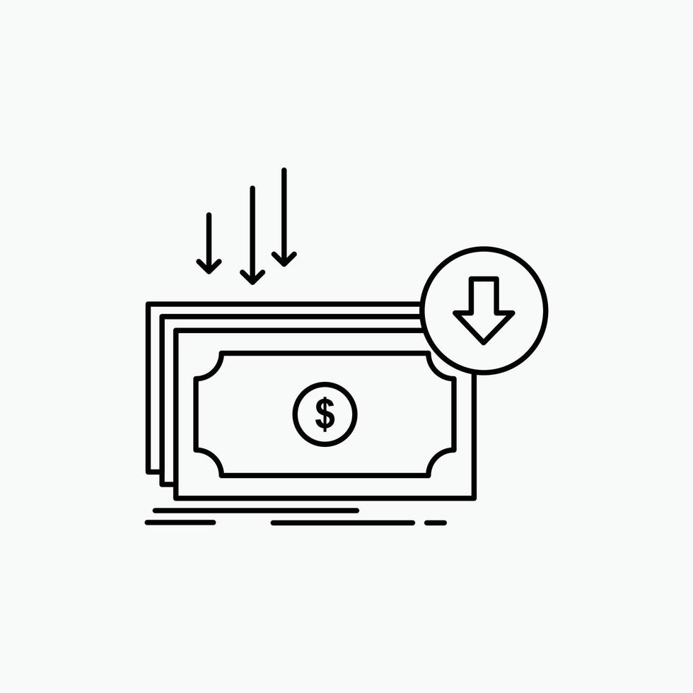 Business. cost. cut. expense. finance. money Line Icon. Vector isolated illustration