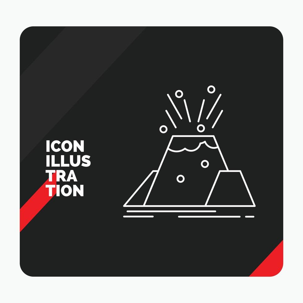 Red and Black Creative presentation Background for disaster. eruption. volcano. alert. safety Line Icon vector