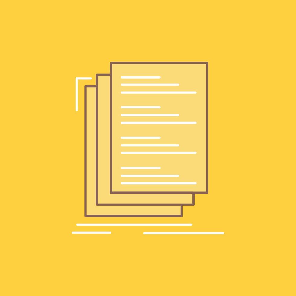 código. codificación. compilar. archivos icono lleno de línea plana de lista. hermoso botón de logotipo sobre fondo amarillo para ui y ux. sitio web o aplicación móvil vector