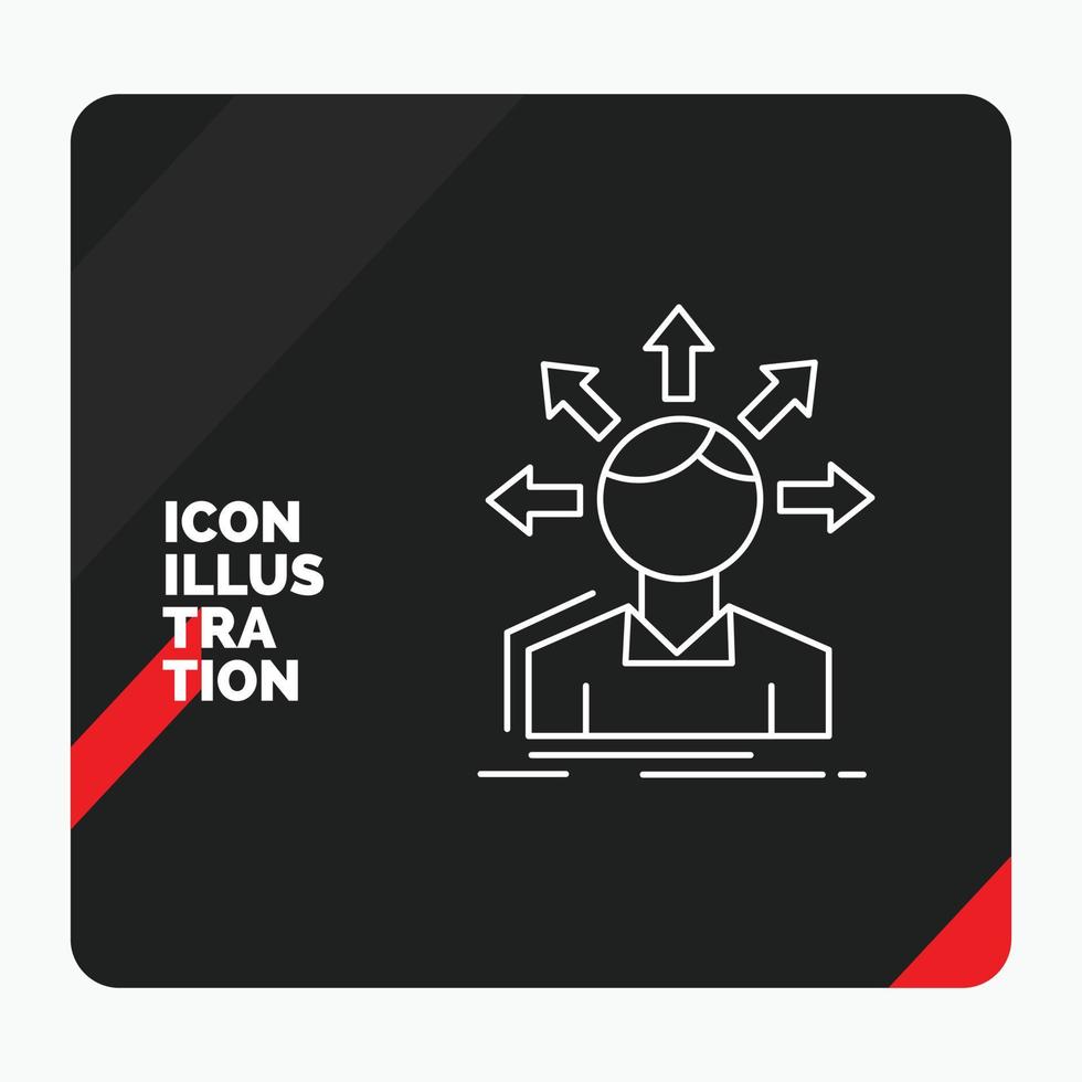 fondo de presentación creativa rojo y negro para la diferencia de conversión. diversidad. opciones estructura. icono de línea de transición de usuario vector