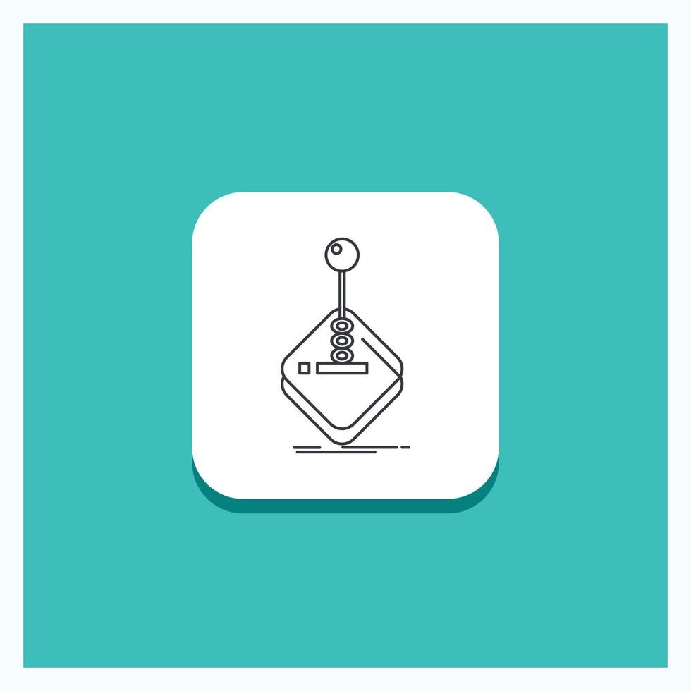 Round Button for arcade. game. gaming. joystick. stick Line icon Turquoise Background vector