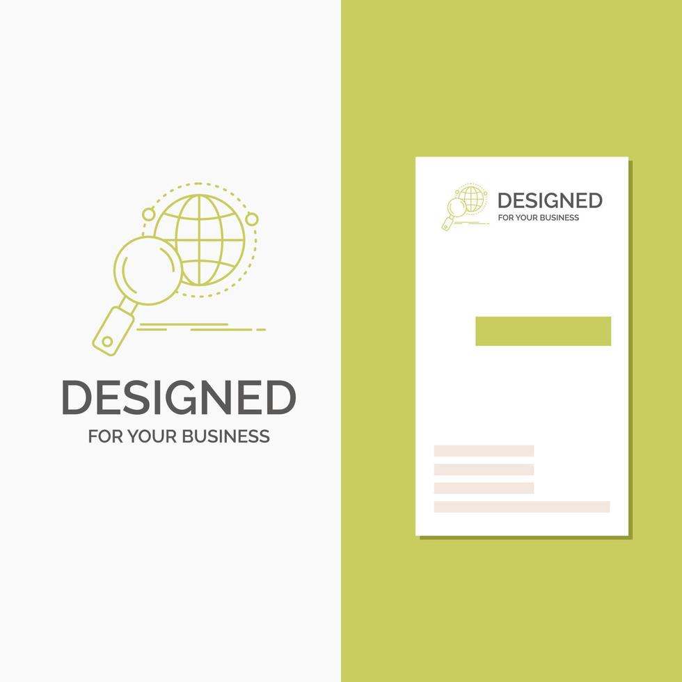 Business Logo for global. globe. magnifier. research. world. Vertical Green Business .Visiting Card template. Creative background vector illustration