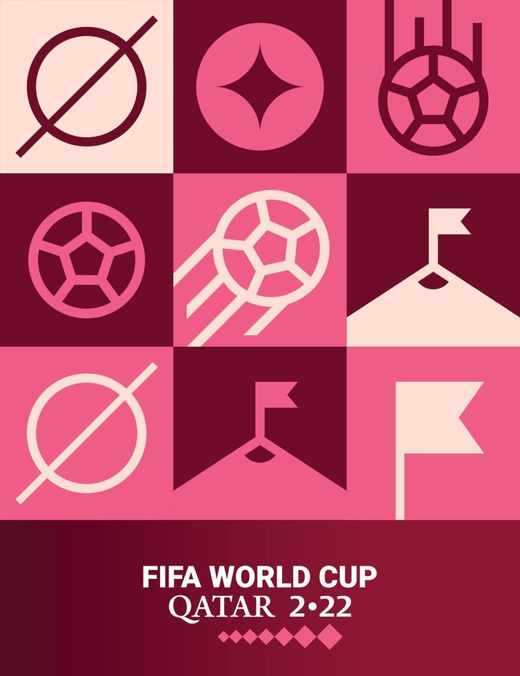 póster geométrico fútbol doha qatar 2022 creativo. Fondo de plantilla de volante web de fútbol vector