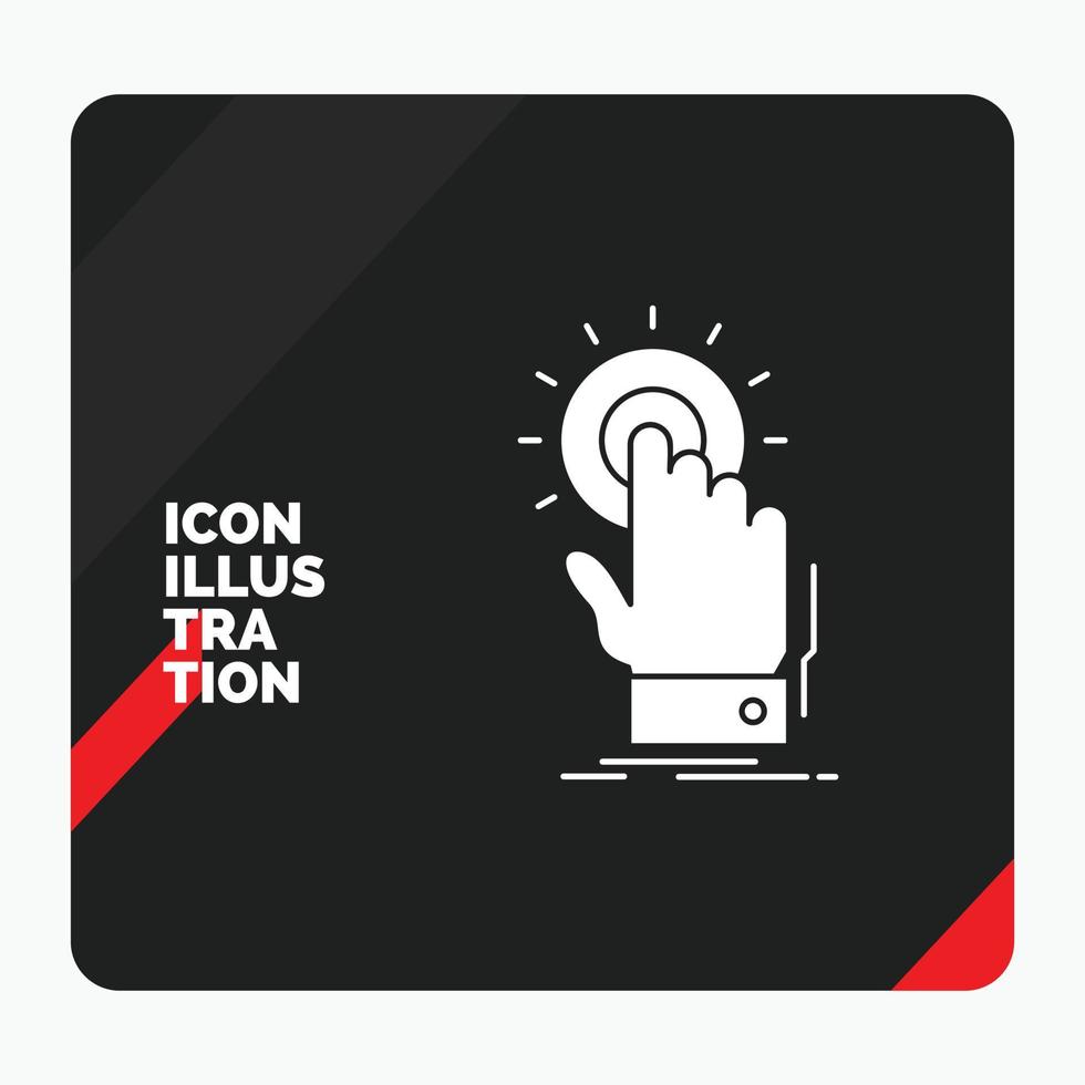 Red and Black Creative presentation Background for touch. click. hand. on. start Glyph Icon vector