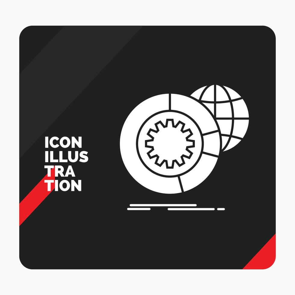 fondo de presentación creativa rojo y negro para datos. grandes datos análisis. globo. icono de glifo de servicios vector