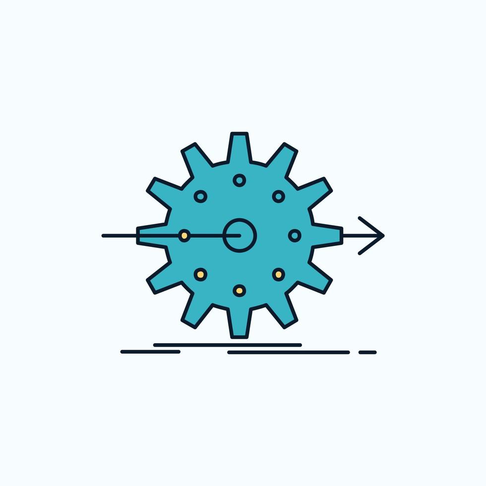 performance. progress. work. setting. gear Flat Icon. green and Yellow sign and symbols for website and Mobile appliation. vector illustration