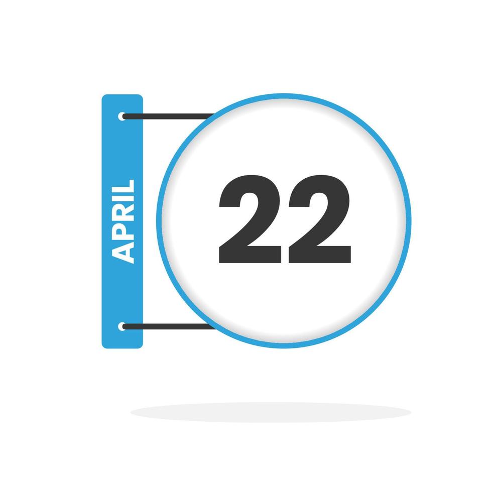 April 22 calendar icon. Date,  Month calendar icon vector illustration