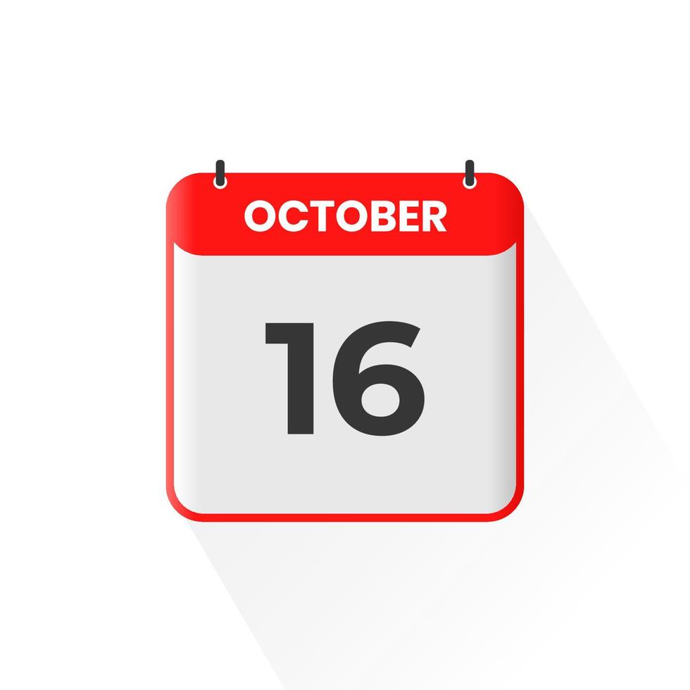 16th October calendar icon. October 16 calendar Date Month icon vector illustrator