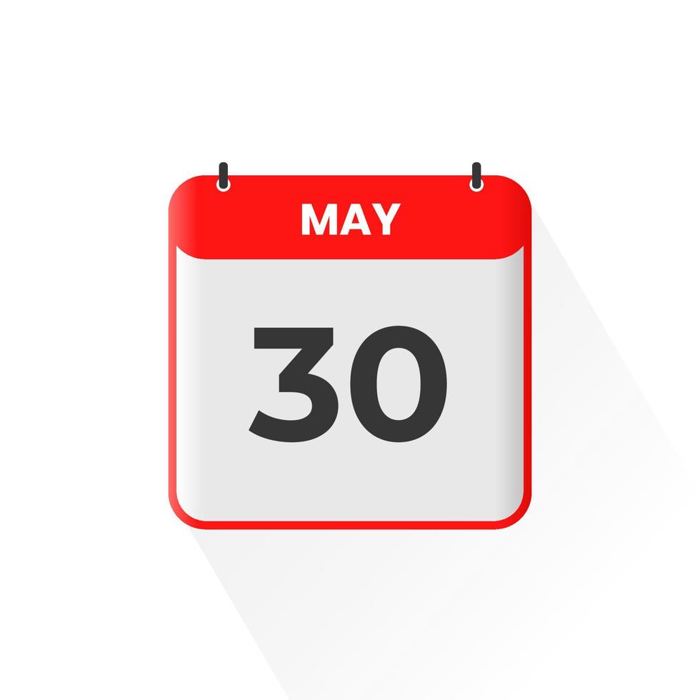 Icono de calendario del 30 de mayo. 30 de mayo calendario fecha mes icono vector ilustrador