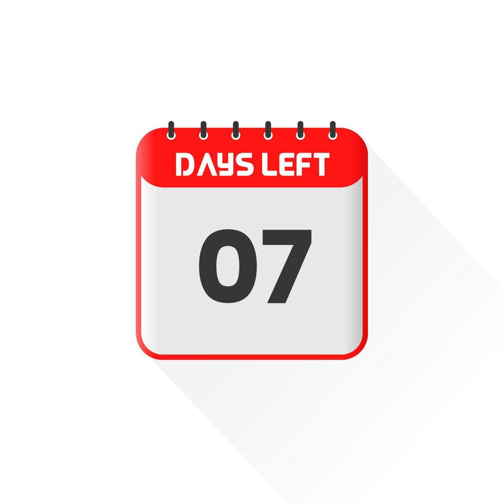 Countdown icon 7 Days Left for sales promotion. Promotional sales banner 7 days left to go vector